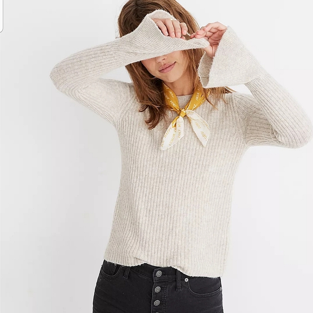 Madewell Pink Ruffle Cuff Pullover Sweater Size S